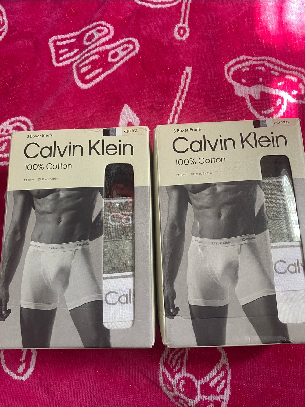 Calvin Klein Men's 3-Pack Cotton Boxer Briefs — White, gray and black - bundle